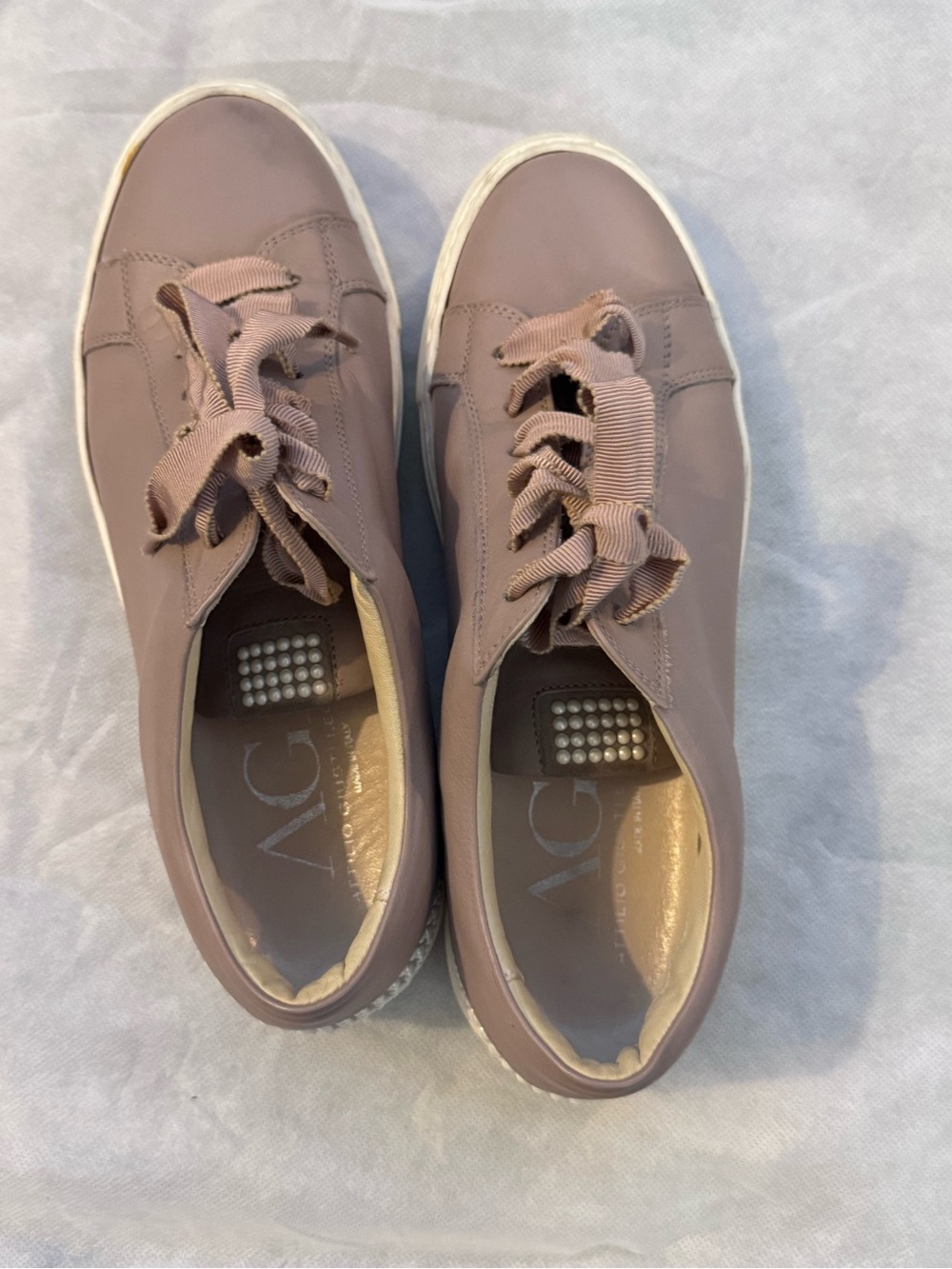 AGL Dusty Mauve Ribbon-Trim Sneakers